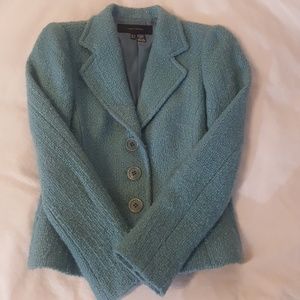 Zara Blue Green Wool Jacket Blazer Women's 6 Med
